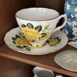 Yellow Rose Teacup and Saucer Set